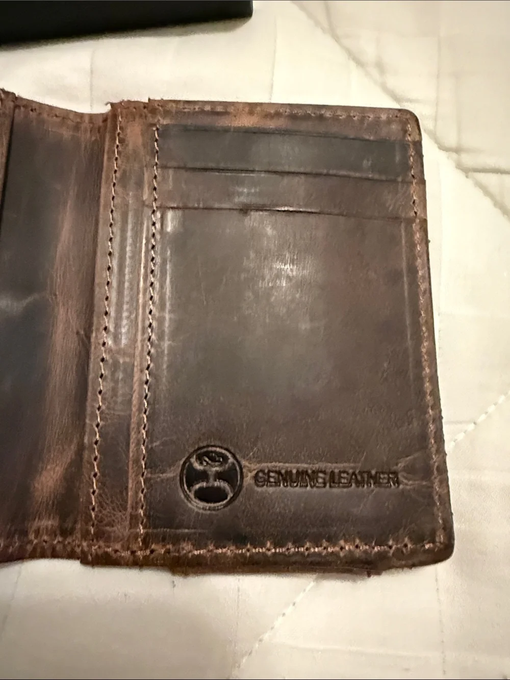 Hooey Brown Leather Money Clip Bi-Fold Wallet